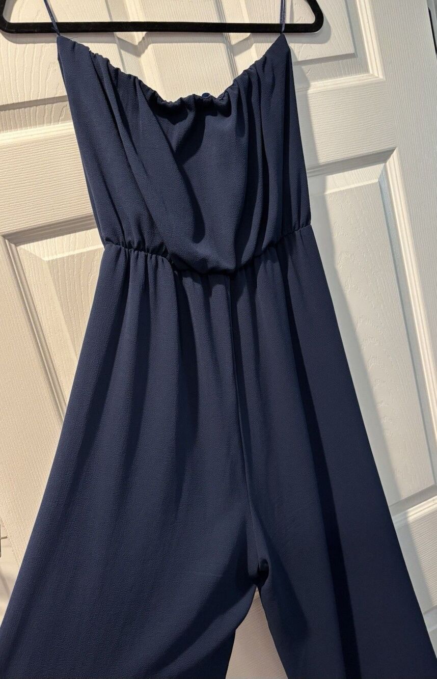 Women’s Abbeline Navy Strapless Jumpsuit Size L One-Piece Wide Leg Resort Wear